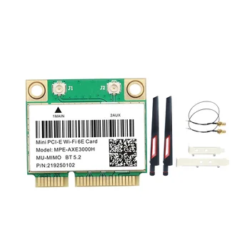 MPE-AXE3000H Адаптер Wi-Fi карты + Антенна WiFi 6E 2400 Мбит/с Mini PCI-E для BT 5,2 802.11AX 2,4 G/5G/6GHz Wlan Сетевая карта