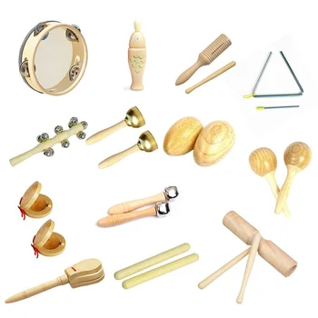 Orff Ударный инструмент Детская Музыкальная игрушка Сенсорный Колокольчик Дека Песочный молоток Бубен Треугольная Железная Бочка с двойным кольцом