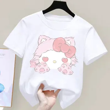 Sanrio/семейная детская футболка с короткими рукавами в стиле аниме 