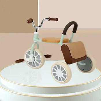 DokiToy Креативный и интересный детский трехколесный велосипед с педалью 1-3-6 лет, детский велосипед в стиле Ретро, трехколесный велосипед с кожаной сумкой, коляска