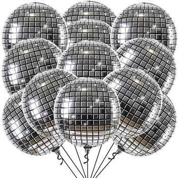 12 шт./компл. серебряные диско-шары, воздушные шары 4D, серебряные вечерние принадлежности, украшения для последней дискотеки, девичника