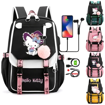Sanrio Hello Kitty Студенческий Рюкзак Для Книг Для Женщин И Девочек, Ноутбук Snorlax, Рюкзак для Возвращения в школу, Водонепроницаемый Школьный Рюкзак Mochilas, Рюкзак