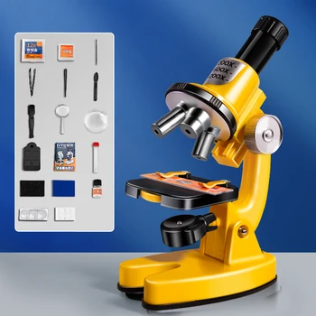 Детский Микроскоп Лабораторная Игрушка 100X 400X 1200X Биологическая Наука Обучение Образование Детские Диковинки Умные Игрушки На 36 месяцев