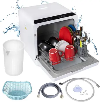 Посудомоечная машина со встроенным резервуаром для воды и подключением, 5 режимов очистки, сушка с подогревом