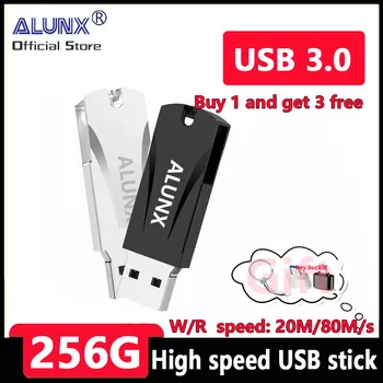 ALUNX 100% Подлинный USB 3,0 256G Флешка otg type-c 32 ГБ 64 Гб Металлический USB флэш-накопитель 128 Гб Флеш-накопитель Гб 8 ГБ USB-накопитель 16 Гб Adap