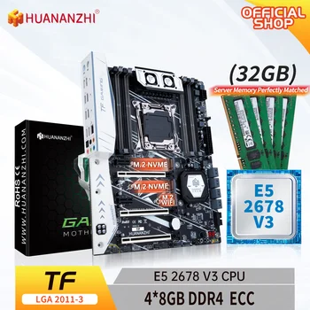 Материнская плата HUANANZHI X99 TF LGA 2011-3 XEON X99 с процессором Intel E5 2678 V3 с комбинированным комплектом памяти 4*8G DDR4 ECC NVME SATA