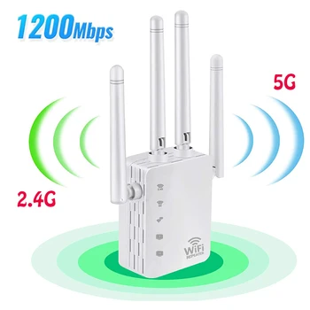Беспроводной WiFi удлинитель 5 ГГц, Wi Fi Ретранслятор 1200 Мбит/с, Сетевой усилитель 802.11ac, Wi-Fi Repetidor с дальним радиусом действия