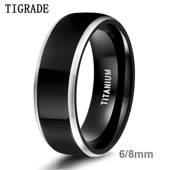 Мужское кольцо Tigrade, черное роскошное обручальное кольцо из чистого титана, полированное для женщин, кольца для влюбленных, Обручальные украшения для пары, Размер 4-Размер 14