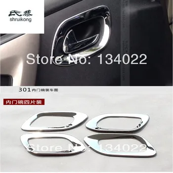 4 шт./лот, автомобильные наклейки с хромированным покрытием для внутренней двери, декоративная накладка на ручку для Peugeot 301 2012-2019