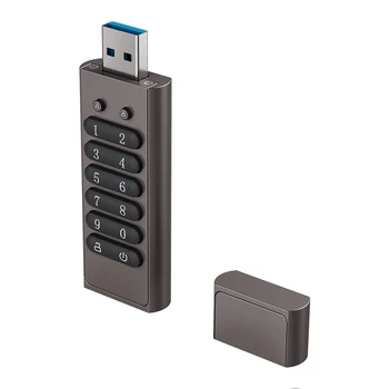 128 ГБ 256-битный USB-накопитель с зашифрованным паролем, Защищенный флэш-накопитель USB3.0 U С поддержкой функции сброса /очистки/ автоматической блокировки, серый