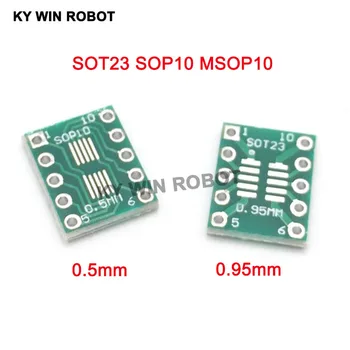100шт SOT23 SOP10 MSOP10 Umax SOP23 для DIP10 Pinboard SMD для DIP Адаптерной пластины 0,5 мм/0,95 мм до 2,54 мм DIP Pin PCB Плата Преобразования