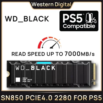 Western Digital WD_BLACK SN850 с твердотельным накопителем с радиатором 1 ТБ 2 ТБ M.2 NVMe PCIe 4,0 2280 SSD для Портативного игрового компьютера PS5 Playstation 5
