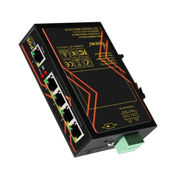 DIEWU 5 Портов POE Коммутатор 10/100 Мбит/с Сетевой коммутатор на DIN-рейке с портом RJ45 POE Промышленного класса Fast Ethernet Switch