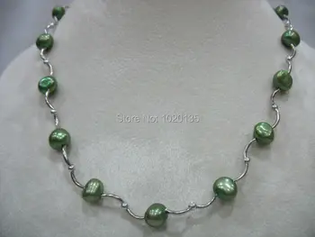 пресноводный жемчуг в стиле барокко, зеленый, 8-9 мм, ожерелье, 17 дюймов, оптовая продажа, бусины, природа