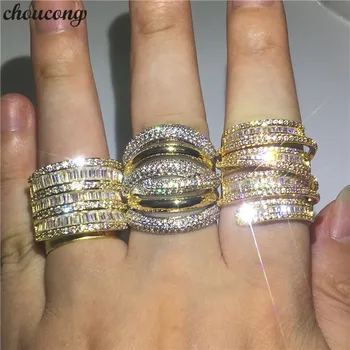 choucong Handmade Big Promise Ring Желтое золото, заполненное AAAAA Цирконом, Юбилейное обручальное кольцо, Кольца Для Женщин, Мужские украшения для пальцев