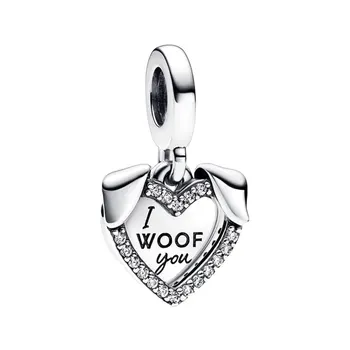 Двойные подвески в виде сердечек в виде собаки, Амулеты для женщин, ювелирные изделия из стерлингового серебра 925 пробы, браслеты 
