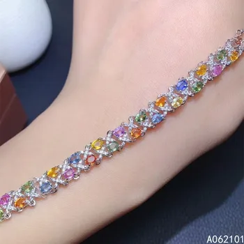 KJJEAXCMY fine jewelry S925 стерлинговое серебро, инкрустированное натуральным сапфиром, винтажный браслет для девочек, поддержка теста в китайском стиле