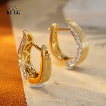 Серьги из желтого золота KUGG 18 Карат, натуральные бриллианты 0,44 карата, Роскошные украшения в стиле INS для банкета Lade Senior