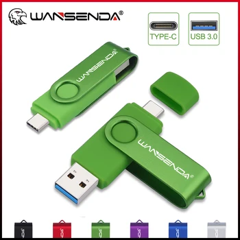 WANSENDA TYPE C USB Флэш-накопитель 128 ГБ Высокоскоростной USB 3,0 Флеш-накопитель 64 ГБ 32 ГБ 16 ГБ Флешка 256 ГБ 512 ГБ Двухпортовая карта памяти