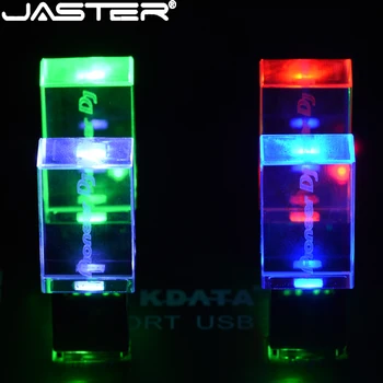 JASTER Crystal USB Флэш-накопители 128 ГБ Бесплатный индивидуальный логотип 64 ГБ 32 ГБ Флеш-накопитель Со светодиодной подсветкой Memory stick Креативный подарочный U-диск