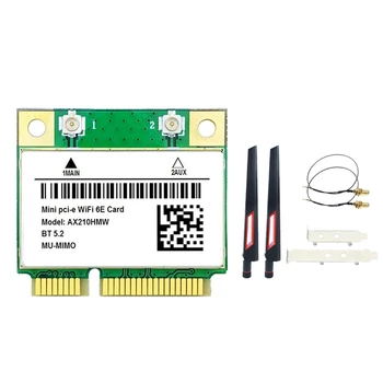 ГОРЯЧАЯ-AX210HMW WiFi Карта + набор антенн WiFi 6E Mini PCI-E AX210 802.11Ax/Ac 2,4 G/5G/6GHz BT5.2 Беспроводной адаптер для ноутбука