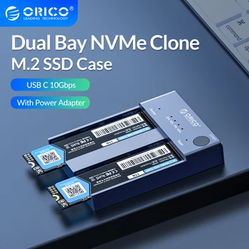 ORICO Dual Bay M.2 NVME SSD Корпус Автономный Клон USB C 3,1 Gen2 10 Гбит/с Для M Key & M/B Key NVME PCIe SSD Считыватель жесткого диска
