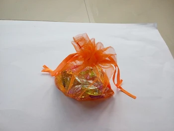 1000шт 11 * 16 Оранжевых подарочных пакетов для ювелирных изделий/свадьбы/Рождества/дня рождения из органзы с ручками, Упаковочная сумка из пряжи