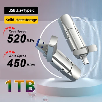 Твердотельный накопитель USB 3.2 520 МБ/с./с. Высокоскоростной флэш-накопитель USB Type C 1 ТБ 512 ГБ 256 ГБ 128 ГБ USB Gen 2 Pendrive Flash