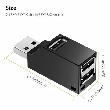 3-Портовый USB-концентратор Mini USB 2.0 Высокоскоростной концентратор-разветвитель для ПК, аксессуары для ноутбуков, док-станции