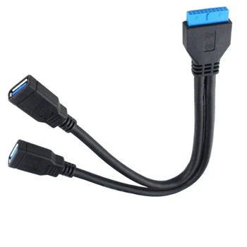 Материнская плата USB 3,0 20pin Штекер-двойной USB 3,0 Женский кабель Для ПК Корпус компьютера 2 Порта USB3.0 к материнской плате 20Pin Адаптер заголовка