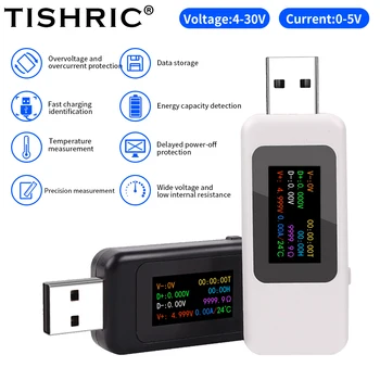 TISHRIC MX19 USB Тестер Постоянного Тока Цифровой Вольтметр Амперметр Измеритель Тока Напряжения Ампер Вольт Амперметр Индикатор Зарядного Устройства Монитор