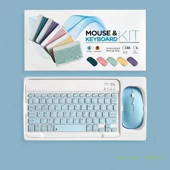 Беспроводная клавиатура и мышь, 78-клавишная клавиатура, мышь 2,4 G, 1600 точек на дюйм, бесшумная Портативная Bluetooth-совместимость для планшетов, телефонов, планшетов