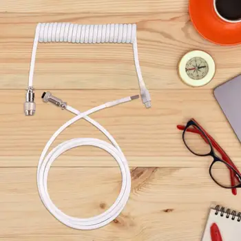 Спиральный кабель для клавиатуры, практичный, без спутывания, съемный кабель для клавиатуры с двумя рукавами, плетеный кабель для ноутбука, Аксессуары для ноутбуков