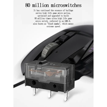 Оригинальный микропереключатель мыши Kailh GM 8,0, микрокнопка, золотой контактор, срок службы 80 миллионов нажатий, 3 контакта, черная точка