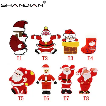 Горячий Рождественский подарок SHANDIAN 4 ГБ 8 ГБ 16 ГБ 32 ГБ 64 ГБ Флэш-накопитель Санта-Клауса USB Memory Stick Флешка